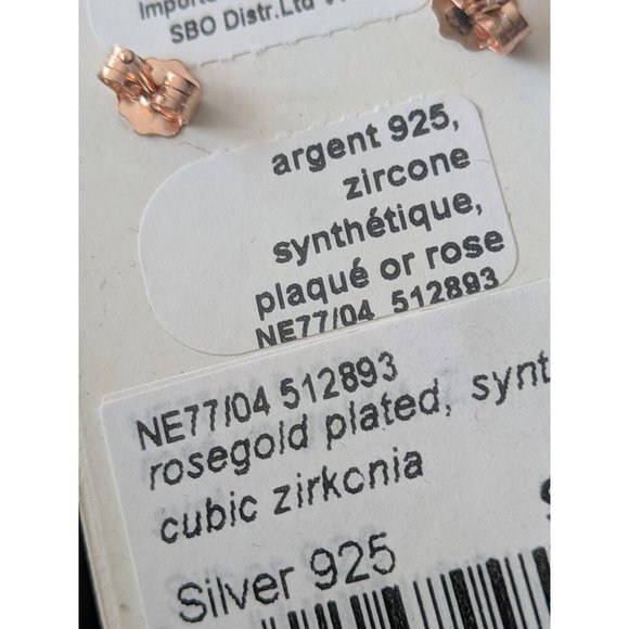 Amor Sterling Silver Earrings (Rose Gold plated, Zirconia) - Picture 6 of 6